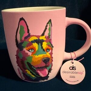 NEW Soft Touch German Shepherd Multicolor Pink Coffee Mug DesirableSip